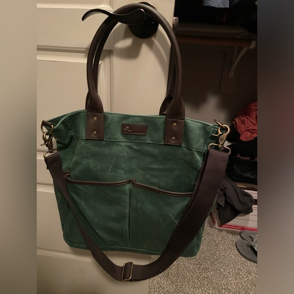 Green Canvas Levenger Oxford tote - Picture 3 of 4